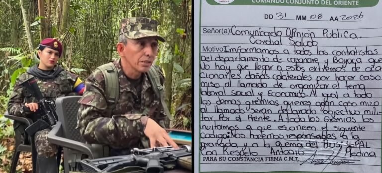 ‘Antonio Medina’ sube la presión y amenaza a contratistas de Casanare y Boyacá