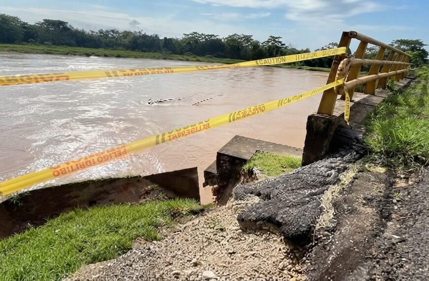 El Banadía erosiona el acceso al puente y amenaza la conexión Saravena–Fortul